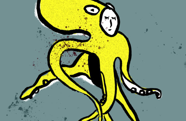 Из дома вышел человек